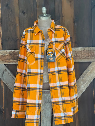 Haunted House Retro Halloween Flannel-Classic Candy Corn Plaid